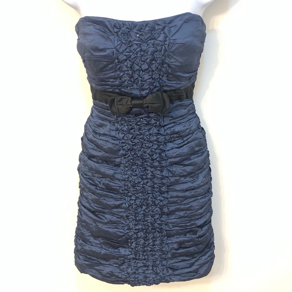 BCBGMaxAzria China Blue Ruched Strapless Dress - size 2 - Picture 4 of 10